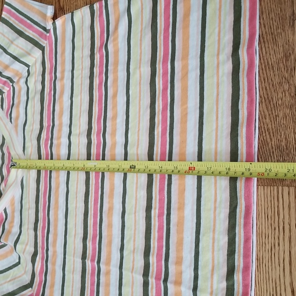 (L) Talbots Striped Colorful V Neck Linen Classic Contemporary Casual Comfort - Picture 5 of 10
